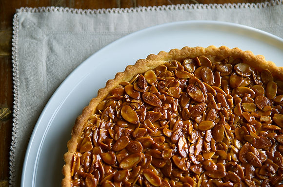 Tangerine and almond shortbread tart