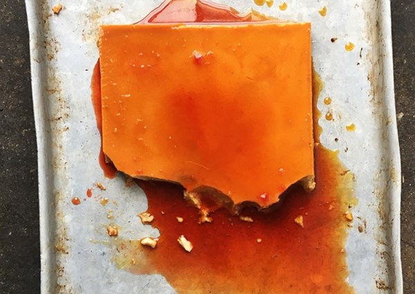 Tangerine and ancho chilli flan