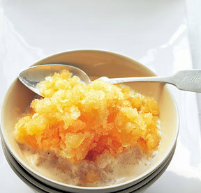 Tangerine granita with vanilla bean cream