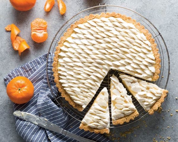 Tangerine tart [basil macadamia dough, brown sugar whipped cream]