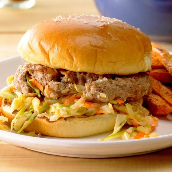 Tangy apple slaw burgers