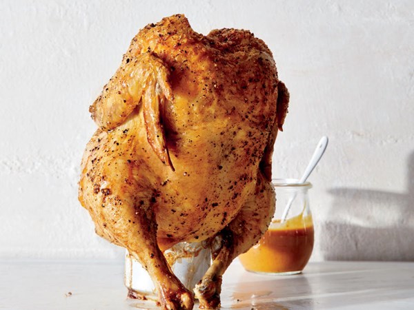 Tangy beer-can chicken