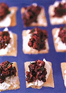 Tapenade goat-cheese crackers