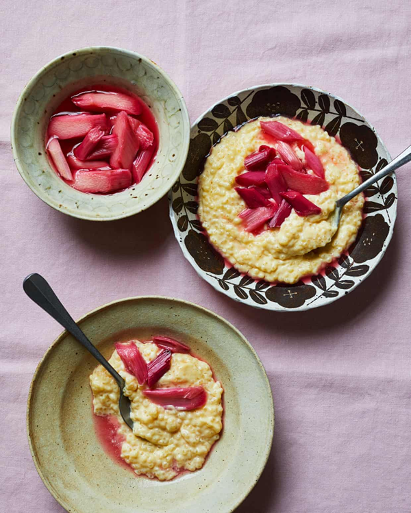 Tapioca pudding with roast rhubarb