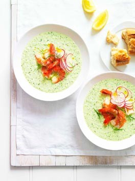 Tarator with radish and tiger prawns