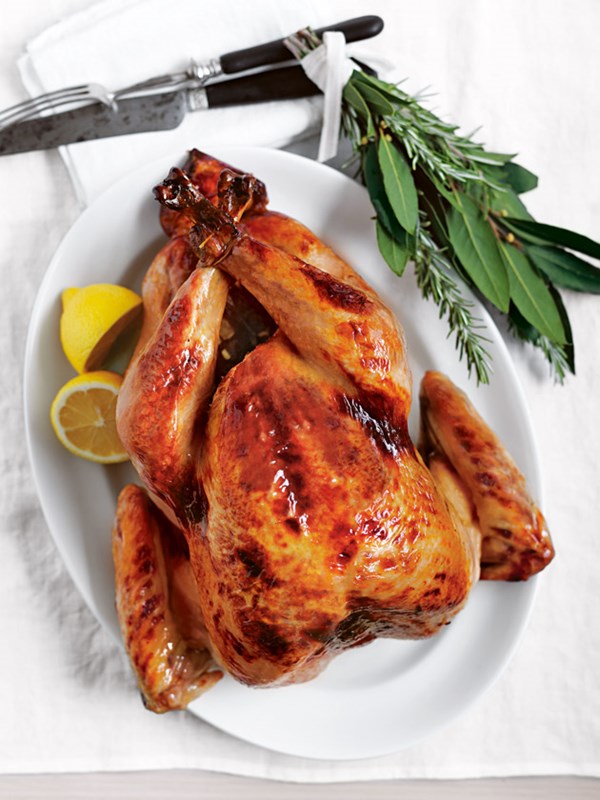 Tarragon-brined roast turkey