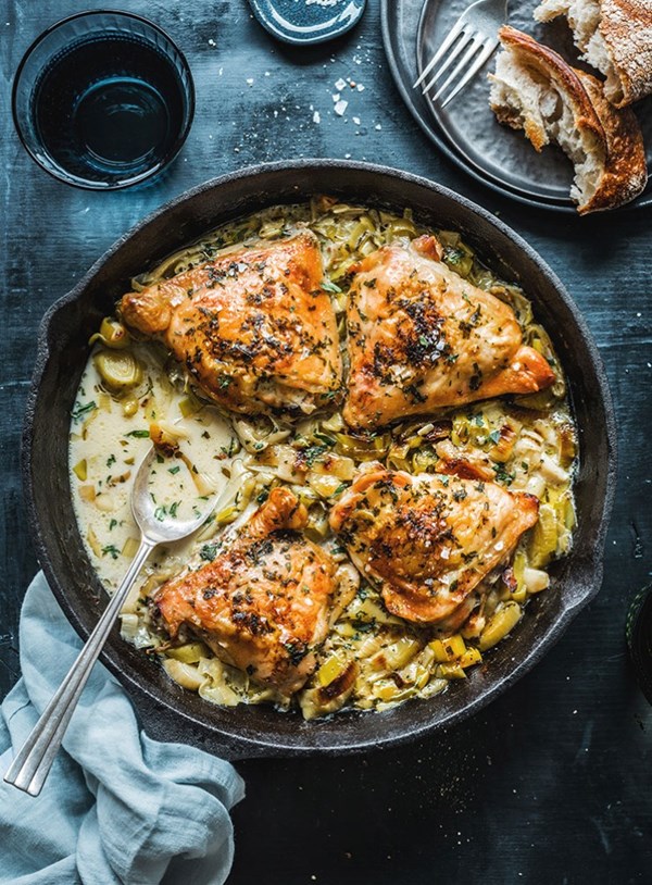 Tarragon chicken and leeks