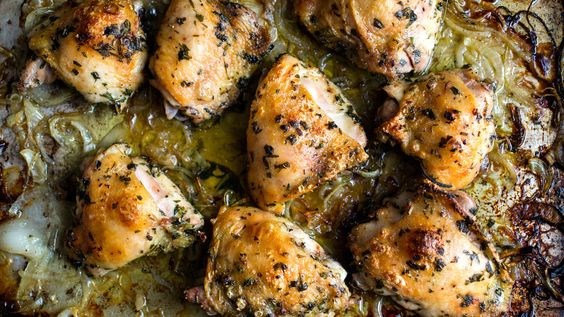 Tarragon chicken with sherry vinegar onions