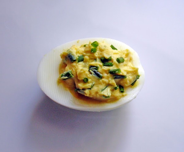 Tarragon, chive and caper deviled eggs