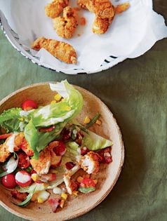 Tarragon salad with Southern fried chicken