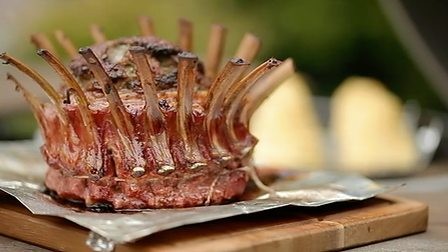 Tarragon-stuffed crown of lamb with Duchess potatoes
