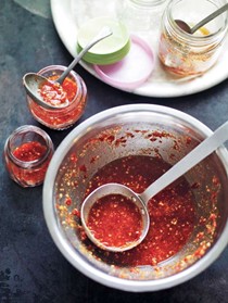 Tart-sweet chile-garlic sauce (Nga yoke thee achin)