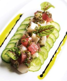 Tartare of yellowfin tuna and diver scallops with caviar