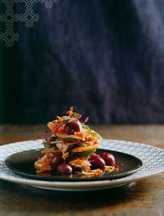 Tea-smoked duck and ginger-pickled cherries