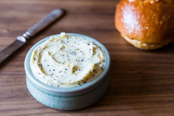 Tea with honey and lemon compound butter