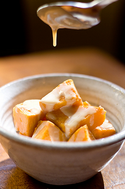 Teaism's miso-glazed sweet potatoes (with sesame-miso dressing)