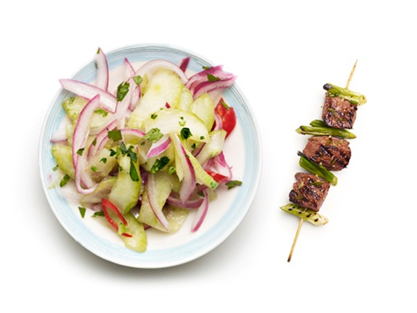 Ted Allen's Thai beef skewers with pickled cucumbers