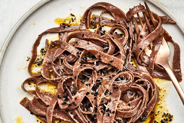 Teff tagliatelle with niter kibbeh