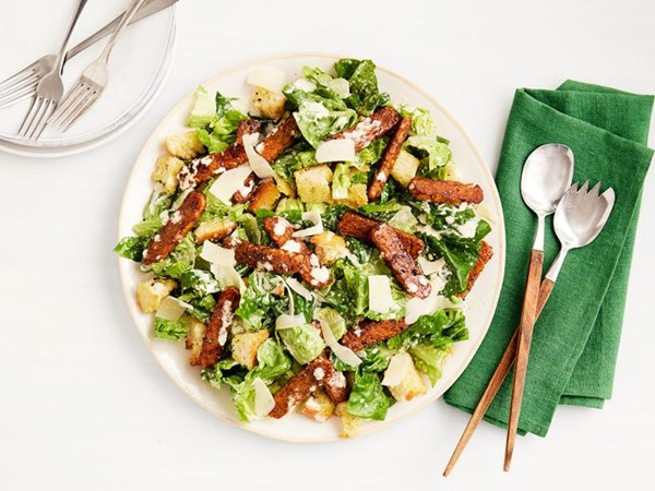 Tempeh Caesar salad