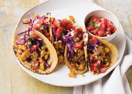Tempeh tacos with ancho-lime sauce