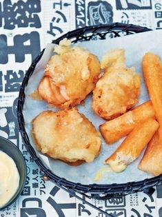 Tempura of monkfish cheeks, cassava chips & wasabi mayo (Nikkei fish & chips)