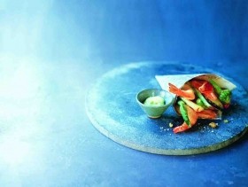 Tempura vegetables and shrimp with wasabi mayonnaise
