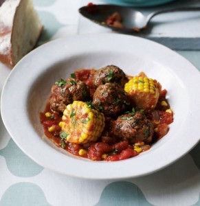 Tender lamb meatballs with corn & balsamic