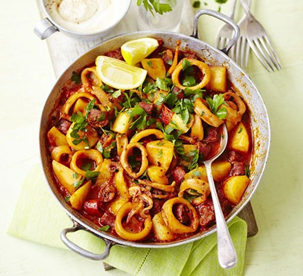 Tender summer squid with chorizo & aïoli