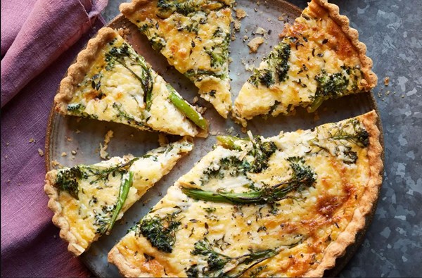 Tenderstem & vintage cheddar tart with onion marmalade