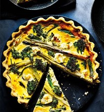 Tenderstem and goats' cheese quiche