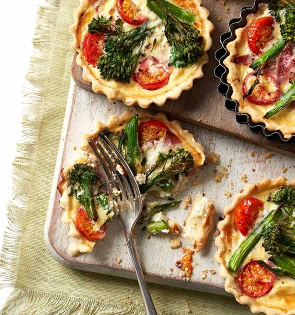 Tenderstem and ham quiches