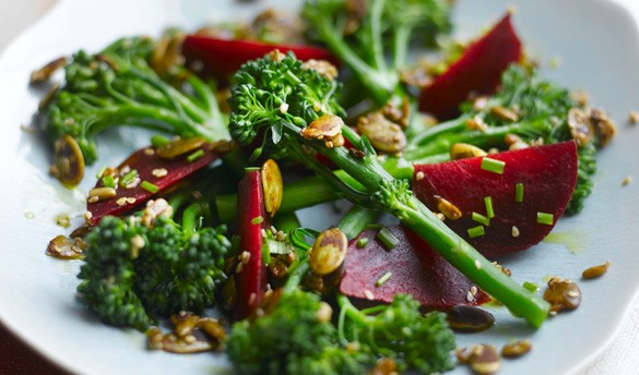 Tenderstem beetroot & toasted seed salad with lemon dressing