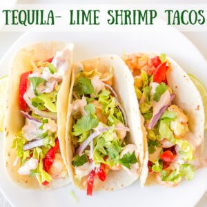Tequila-lime shrimp tacos with chipotle cream