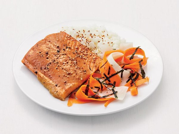 Teriyaki Arctic char with pickled vegetables 