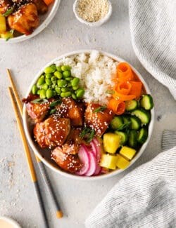 Teriyaki chicken poke bowls