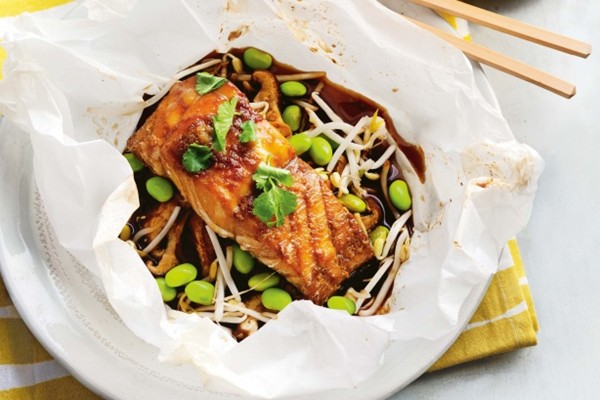 Teriyaki fish parcels