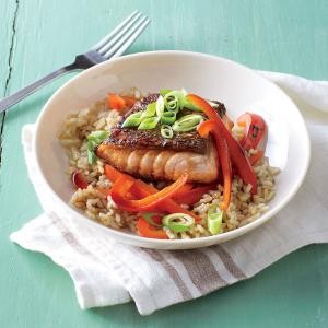 Teriyaki salmon rice bowls