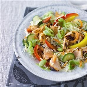 Teriyaki salmon stir-fry with wasabi-fried rice