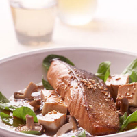 Teriyaki salmon with miso and tofu