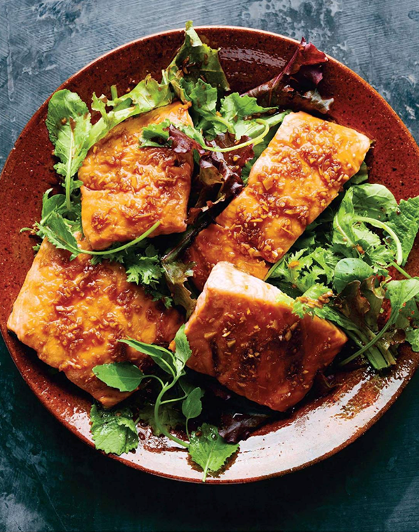 Teriyaki salmon with mixed greens 
