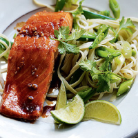 Teriyaki salmon with noodles 