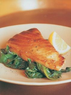 Teriyaki sea bass on spinach