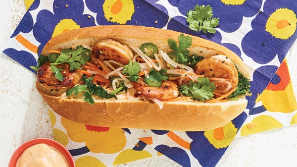 Teriyaki shrimp banh mi