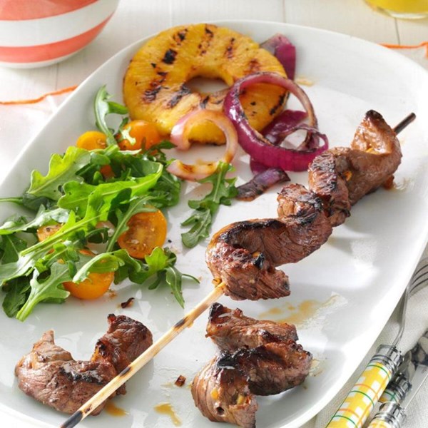 Teriyaki steak skewers
