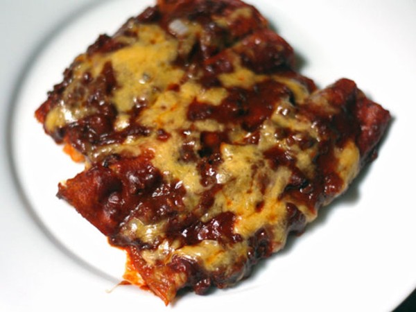 Tex-Mex cheese enchiladas with red chili gravy