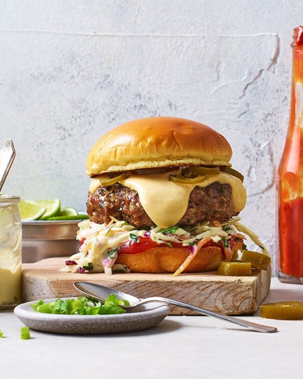 Tex-Mex style cheese burger 