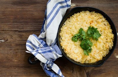Texas sweet onion casserole with rice, chipotle and Gruyère
