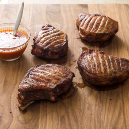 Texas thick-cut smoked pork chops