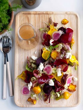 Textures of beetroot with feta