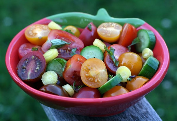 Thai basil baby summer vegetable salad